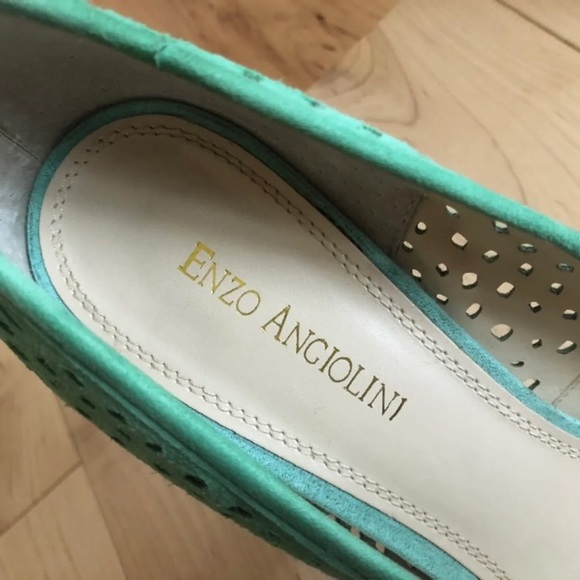 Enzo Angeliolini Turquoise Peep-Toe Heels - Picture 4 of 9